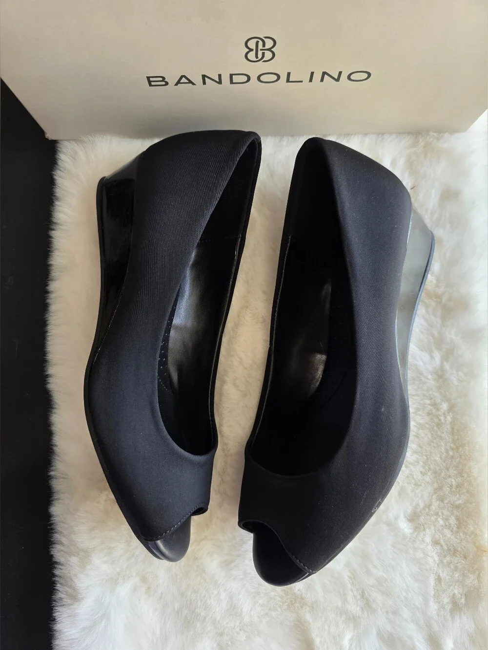 Bandolino Candra Women's Wedge Shoes Black Lycra: 6.5 M, Synthetic